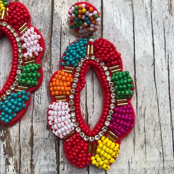 SELENA Colorful Seed Bead Statement Hoops! - Picture 6 of 8
